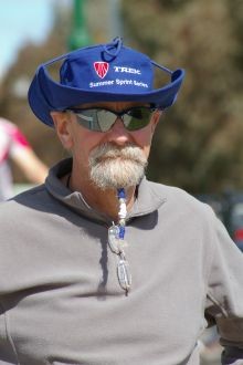 Merv Tracy models the officials hat Merv Tracy models the officials hat