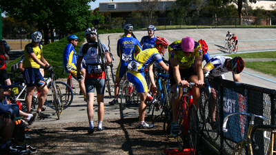 B grade riders wait to get on the track