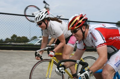 Nicole and Chris racing for the spoils in C grade