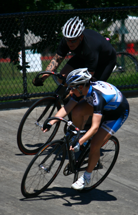 Peta Stewart races Craig Towers